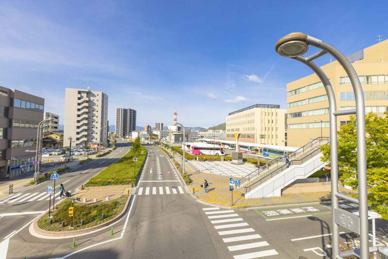 長野駅周辺第二土地区画整理事業によって整備された道路
